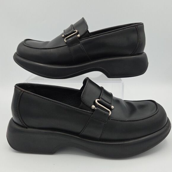 Dansko Black 12 Leather Slip On Shoes Chunky 90s Y2K Clogs 42 School Girl - Picture 1 of 8